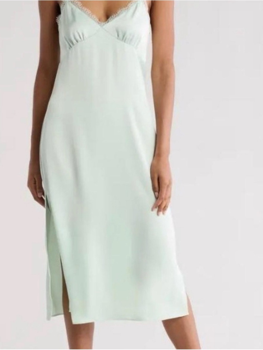 Abound Mint Green Lace-Trim Slip Dress